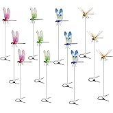 12 Pack Dragonfly Clip,Fake Dragonflies, Humming Bird Stakes Fake, Plastics Dragonfly for Garden Sta