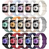 15 Pack Soft Silicone Bands Compatible with Apple Watch Band 40mm 41mm 38mm 45mm 44mm 42mm 46mm 49mm