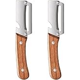 2 Pack 2 in 1 Multi Functional Vegetable Peeler with Bottle Opener and Wooden Handle Stainless Steel