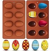 2 Pack Easter Egg Silicone Mold 8-Cavity Chocolate Candy Molds for Cake Decorating, Egg Shaped Bakin