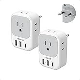 2 Pack European Plug Adapter USB C, TESSAN US to Europe Adapter 4 Outlets 3 USB Charger, Type C Inte
