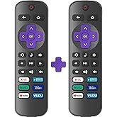 2 Pack Replacement Remote Control Only for Roku TV, Compatible with TCL Roku/Hisense Roku/Onn Roku S