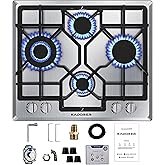 24 inch Gas Cooktop, Bulit-in Gas Stove Top with 4 Burner, NG/LPG Convertible Cooktops, Dual Burner 