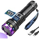 365nm UV Light Rechargeable with Filter Lens, 30W Black Light UV Flashlight Powerful with LCD Displa