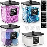 4 Pack Laundry Pods Container, Clear Laundry Room Organization Containers,Large Laundry Detergent Po