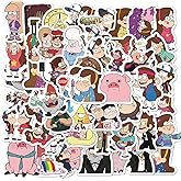 50pcs Cartoon Gravity Falls Stickers for Kids, Vinyl Waterproof Decal for Water Bottle Laptop Toy St