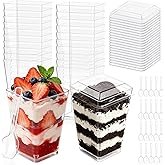 5oz Plastic Dessert Cups with Lids and Spoons, Clear Yogurt Parfait Cups with Lids, Mini Dessert Sho