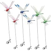 6 Pack Dragonfly Clip,3D Dragonfly Garden Stakes Decor,Fly Deterrent,Dragonfly Humming Bird Stakes,D