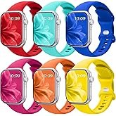 6 Pack Sport Band Compatible with Apple Watch Bands for Women Men, 38mm 40mm 41mm 42mm 44mm 45mm 46m