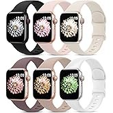 6 Pack Sport Bands Compatible with Apple Watch Band 38mm 40mm 41mm 42mm 44mm 45mm 49mm 46mm,Silicone