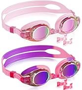 Aegend 2 Pack Kids Goggles, Swimming Goggles for Kids Age 4-16 Boys and Girls Youth, Anti-Fog Wat...