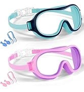 Aegend 2 Pack Swim goggles for Kids 3-15, Anti-Fog Anti-UV Wide Vision Waterproof, No leak Swimmi...