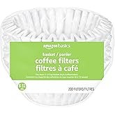 Amazon Basics Basket Coffee Filters for 8-12 Cup Coffee Makers, White, 200 Count