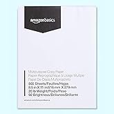 Amazon Basics Multipurpose Copy Printer Paper, 8.5 x 11 Inches, 20 lb, 92 Bright, White, 1 Ream (500