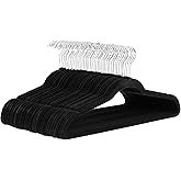 Amazon Basics Slim Velvet Non-Slip Space Saving Suit Clothes Hangers, Closet Organizer, Black, 50-Pa