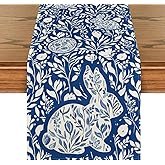 Artoid Mode Bunny Rabbit Wild Weeds Easter Table Runner, Seasonal Spring Kitchen Dining Table Decora