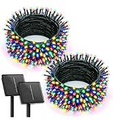 Brightown 2 Pack Solar Christmas String Lights Outdoor, Total 144Ft 400 LED Twinkle Fairy Lights ...