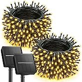 Brightown 2 Pack Solar String Lights Outdoor Waterproof, 92Ft 240 LED Solar Lights Outdoor with 8 Mo