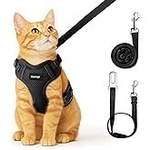 Cat Harness and Leash for Walking, Cat Car Harness, Escape Proof Soft Adjustable Vest Harnesses for 