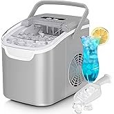 Countertop Ice Maker Machine, 8 Ice Cubes in 6 mins, 26lb/Day Bullet Ice with 2 Sizes- Portable Mini
