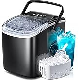 Crzoe Portable Countertop Ice Maker Machine with Handle, 9 Bullet-Shaped Ice Cubes Ready in 6 Mins, 