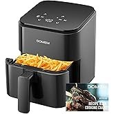 DOMEM 3 Qt Compact Air Fryer with Non-Stick Basket and Rack, User Friendly Simple Touchscreen, Cook 