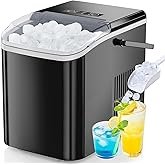 DUMOS Countertop Ice Maker with Handle, 26lbs/24H Portable Ice Machine, 9 Bullet Cubes Ready in 6 Mi
