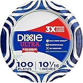 Dixie Ultra, Large Paper Plates, 10 Inch, 100 Count, 3X Stronger*, Heavy Duty, Microwave-Safe, Soak-