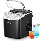 EUHOMY Countertop Ice Maker Machine with Handle, 26lbs in 24Hrs, 9 Ice Cubes Ready in 6 Mins, Auto-C