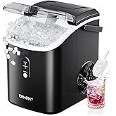 EUHOMY Nugget Ice Maker Countertop with Handle, Ready in 6 Mins, 34lbs Per Day, Removable Top Cover,