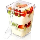 FIFWVGP 5 oz 60Pcs Plastic Dessert Cups With Lids and Spoons, Yogurt Parfait Appetizer Cups for Part