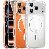 FNTCASE for iPhone 17 Pro-Max Case: Clear Magnetic Phone Cases with Screen Protector Compatible with