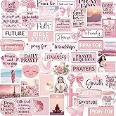 Falueqg Pink Prayer Board Supplies - 50Pcs Prayer Board Vision Board Stickers, Motivational Bible Sc