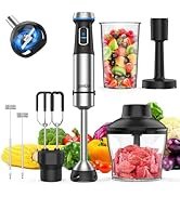 Ganiza Immersion Blender Handheld, 6 in 1 Hand Blender Stainless Steel Blade, 15 Speed Stick Blen...