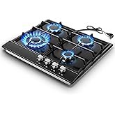 Gas Stove Top 24 inch Eascookchef, 24 inch Gas Cooktop 4 Burner, Bulit-in Stove Top NG/LPG Convertib