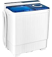 Giantex Washing Machine Semi-automatic, Twin Tub Washer with Spin Dryer, 26lbs Capacity, Built-in...
