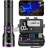 Goreit 365nm Black Light with Filter Lens - 30w Strong UV Light Flashlight Rechargeable with LCD Dis