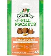 Greenies Feline Pill Pockets for Cats Natural Soft Cat Treats, Chicken Flavor, 1.6 oz. Pouch (45 ...
