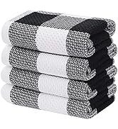 Homaxy 100% Cotton Waffle Weave Check Plaid Kitchen Towels, 13 x 28 Inches, Super Soft and Absorb...