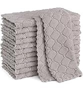 Homaxy 12 Pack Kitchen Dish Cloths(10 x 10 Inches, Grey), Super Soft and Absorbent Coral Velvet D...