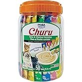 INABA Churu Cat Treats, Grain-Free, Lickable, Squeezable Creamy Purée Cat Treat/Topper with Vitamin
