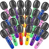 Inflatable Microphones for Parties - (Pack of 24) 10-inch Neon Colors Blow Up Microphone for Kids & 