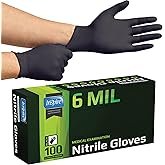 Inspire Black Nitrile Gloves HEAVY DUTY 6 Mil Nitrile Chemical Resistant Medical Cooking Cleaning Di