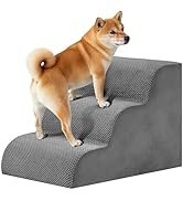 KMFurnila 3-Step Dog Stairs for Small Dogs and Cats, 16in H Dog Steps for Couch, Sofa, Chair, Non...