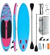 KMFurnila Inflatable Stand Up Paddle Board for All Skill Levels - Portable SUP Paddleboard with P...