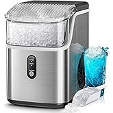 Kismile Nugget Ice Makers Countertop,Portable Ice Machine with Crushed Ice, 35lbs/Day,Self-Cleaning,