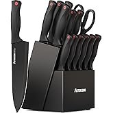 Knife Set, Astercook 15 Pieces Knife Sets for Kitchen with Block, Dishwasher Safe Kitchen Knife Set 