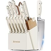 Knife Set,Astercook Kitchen Knife Set with Block 14-Piece Full Tang Stainless Steel Knives with Shar