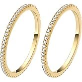 LevyPan 2-Pack 14K Gold Plated Stacking Rings for Oura Ring Gen 4/Gen 3, Cubic Zirconia Simulated ou