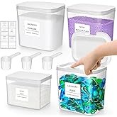 Lifewit 4 Pcs Laundry Pods Container with Pop-up Lid, Dryer Sheet Holder, Laundry Room Organization 
